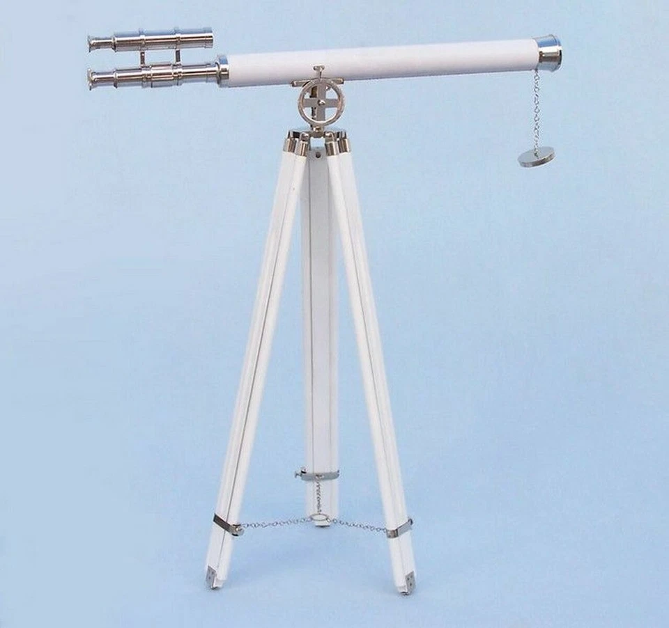 64" Admiral's Chrome with White Leather Griffith Telescope, Cyber Monday Gift - Image 4 of 4