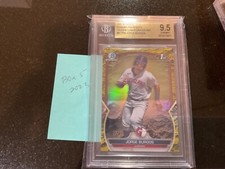 2023 Bowman Chrome Jorge Burgos 1st Yellow Lunar Refractor /75 BGS 9.5 POP 1