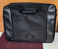 Laptop Computer / Tablet Shoulder Bag, Nylon Faux Leather, Black, 17" x 13"