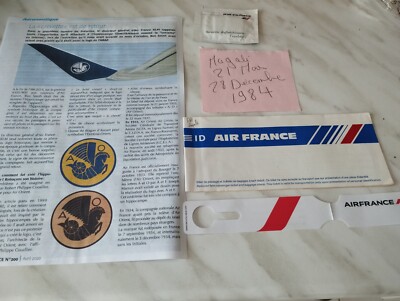 AIR FRANCE OLD PLANE TICKET PAPER SHEET 28 JUNE 85 + REFRESHED POUCH