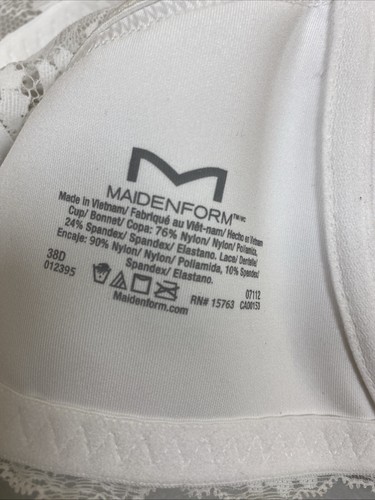MAIDENFORM Women's Racerback Bra Smoothing 07112 Asst Sizes White NWT - Picture 4 of 5