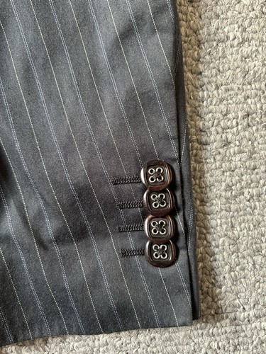 ETRO - Tuta uomo made in Italy grigia a righe lana blazer due bottoni - Taglia 52 - Foto 8 di 8