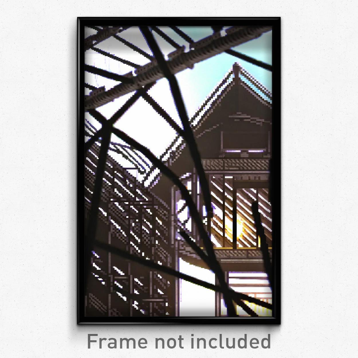 Pixel Art Poster - Complex Wire Frame High School (8 Bit Video Game Print)