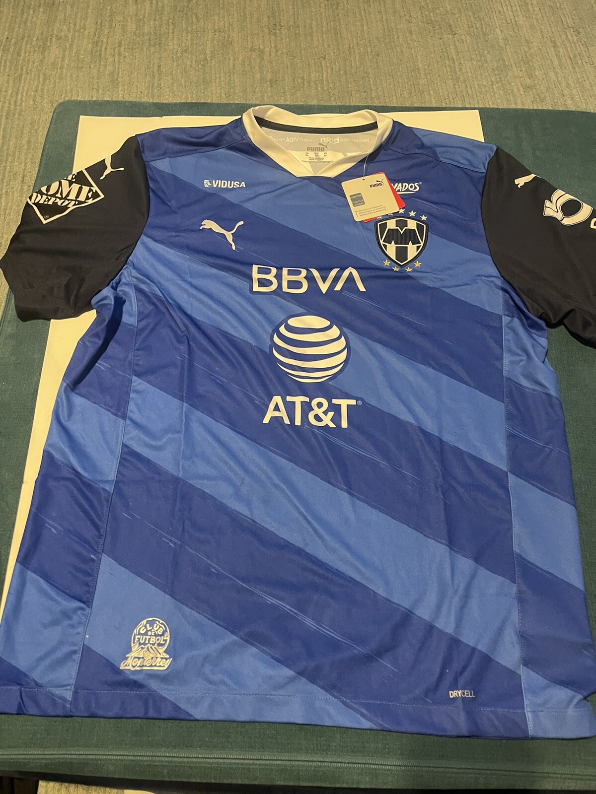 NWT $90 Puma Mens Monterrey 20-21 Away Stadium Soccer Jersey Blue Black Size XL
