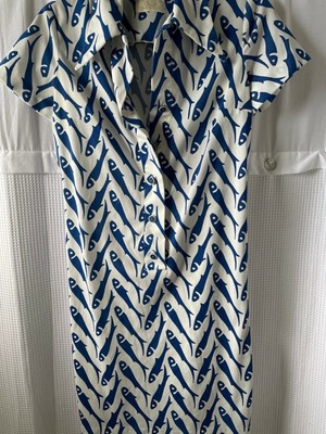 womens vintage dress  one of a kind .. koi fish pattern   very chic 
