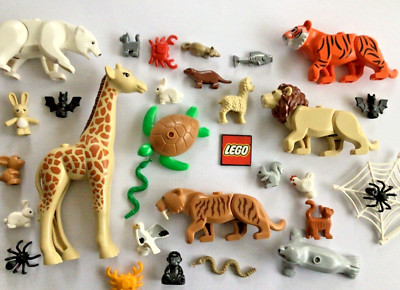 Lego Zoo Tiere für Minifiguren - Löwe, Affe, Hai, Tiger, Ziege, Zebra