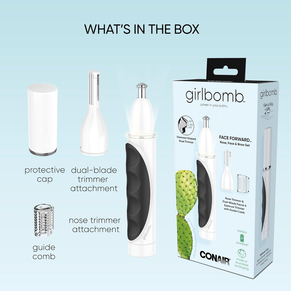Conair GIRLBOMB Nose Hair Trimmer for Women, Face Hair Removal for