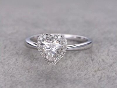 2 Ct White Treated Diamond Ring Heart Shape Color F Certified ! Proposal Ring