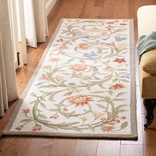 Chelsea Collection Runner Rug - 2'6" x 6', Ivory, Hand-Hooked French Country ...