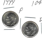1999 Brilliant Uncirculated Philadelphia and Denver Roosevelt Dimes!