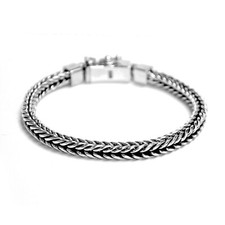 handmade square wheat chain bracelet 5 mm in solid 925 sterling silver
