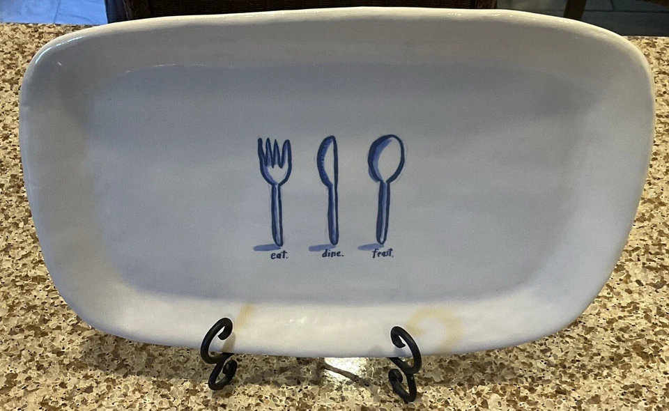 VTG RAE DUNN DISH BY MAGENTA 15 INCH RECTANGULAR  PLATTER EAT DINE FEAST Foto 2 de 4