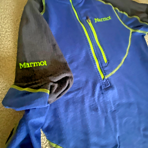 Marmot Base Layer Shirt/Jacket Men Small Polartec 1/2 Zip LS Blue/green EUC - Picture 7 of 11