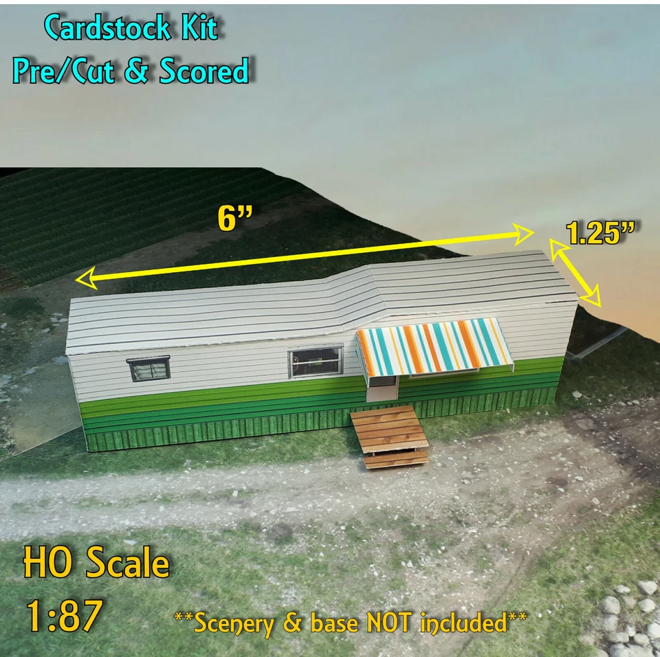 HO Scale Building - Mobile Trailer Home  *Pre-Cut* CARDSTOCK  Paper Kit MH1H - Image 2 of 4