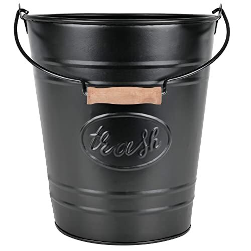 Black Farmhouse Bathroom Trash Can Rustic Waste Basket For Bedroom ...