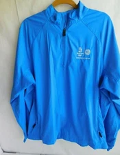 Adias US Olympic 1/2 Zip Pull Over Mens L Blue Windbreaker Jacket 2008 Beijing 