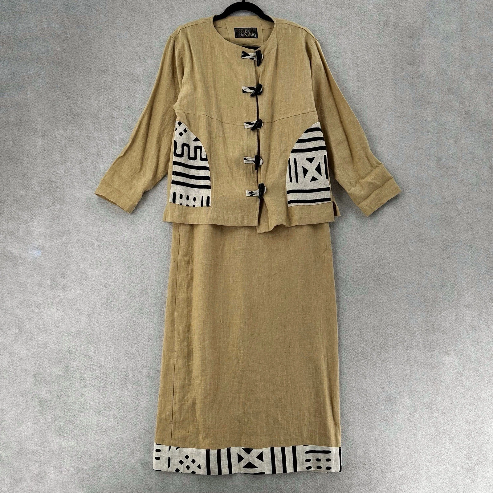 burton vintage my tribe joy linen 2-piece aztec maxi jacket