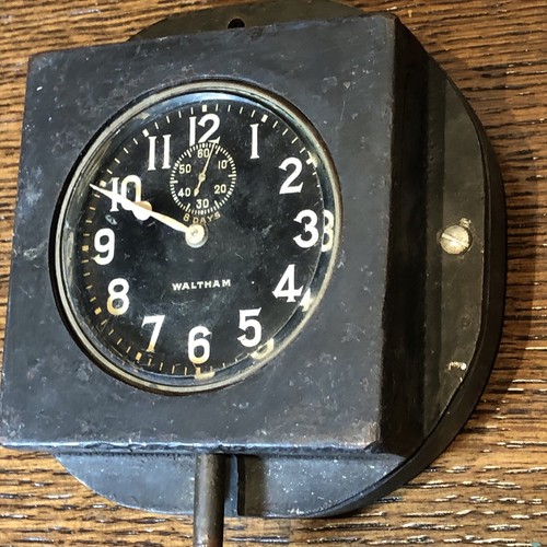 Vintage Waltham Military Aviation Aircraft 8 Day Automobile Cockpit Dash Clock - Picture 12 of 20
