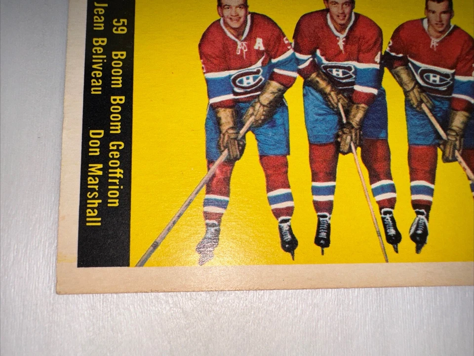 1960-61 Jean Beliveau Boom Geoffrion Don Marshall #59 Parkhurst Hockey Card - Image 4 of 4
