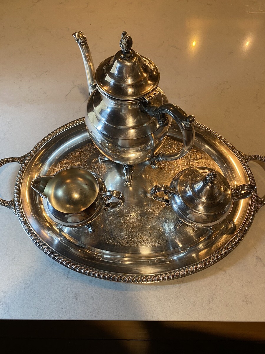 Wm Rogers vintage Silver Plate Three-piece Tea Coffee Set full set