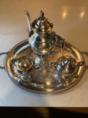 Wm Rogers vintage Silver Plate Three-piece Tea Coffee Set full set