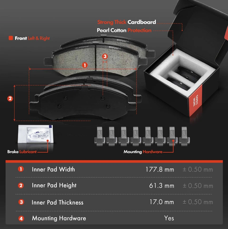 Rotores de freno de disco delanteros y pastillas de cerámica para Dodge Ram Dakota Mitsubishi Raider Foto 3 de 4