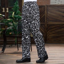 Hot Chef Pants Cook Kitchen Trousers Catering Work Baggy Elastic Waist Uniform
