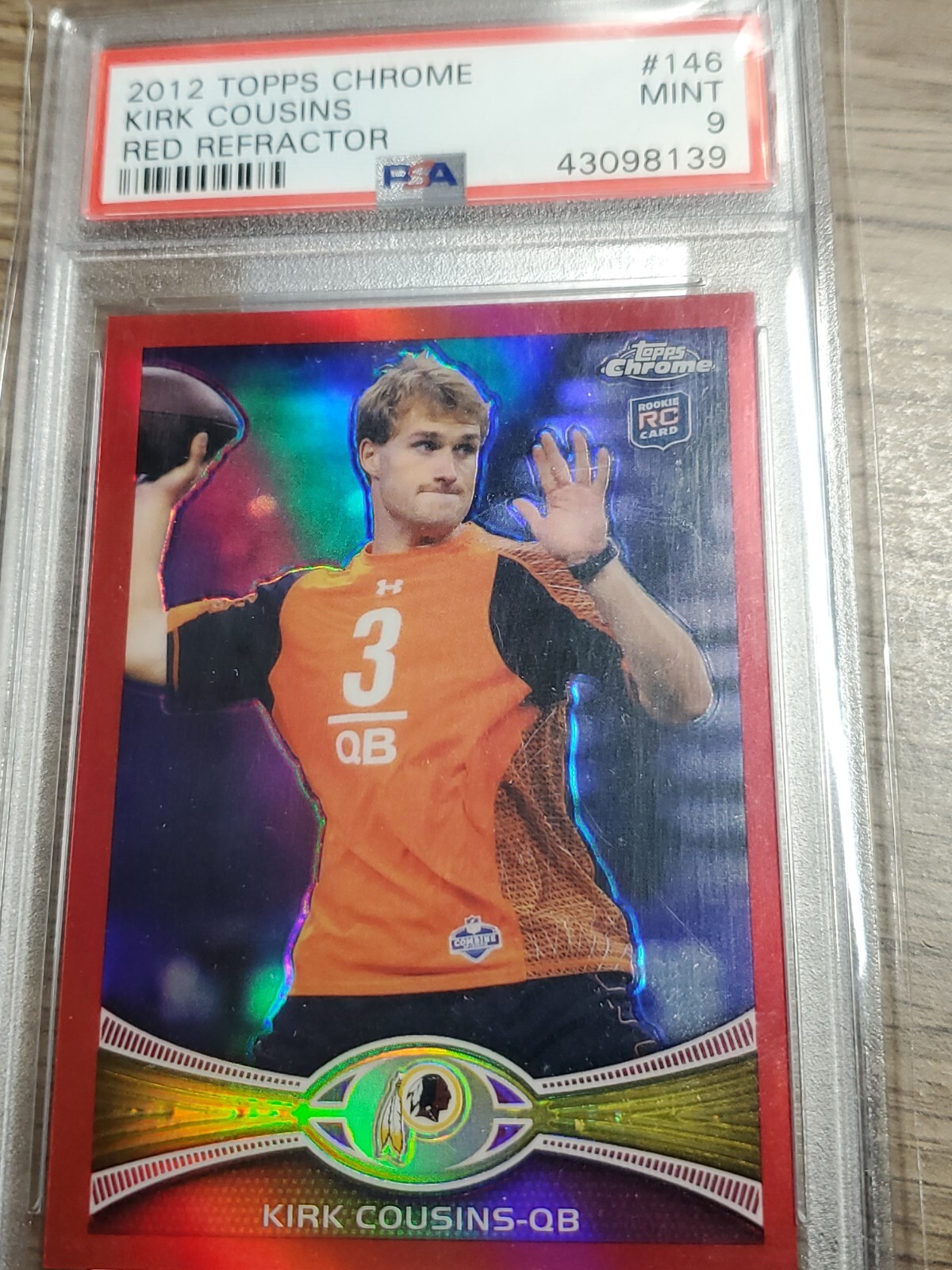 2012 Topps Chrome KIRK COUSINS Red Refractor RC 7/25 Rookie PSA 9 MINT
