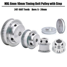 MXL 6mm 10mm Timing Belt Pulley with Step 24T-160T Bore 5 to 20mm 3D Printer CNC