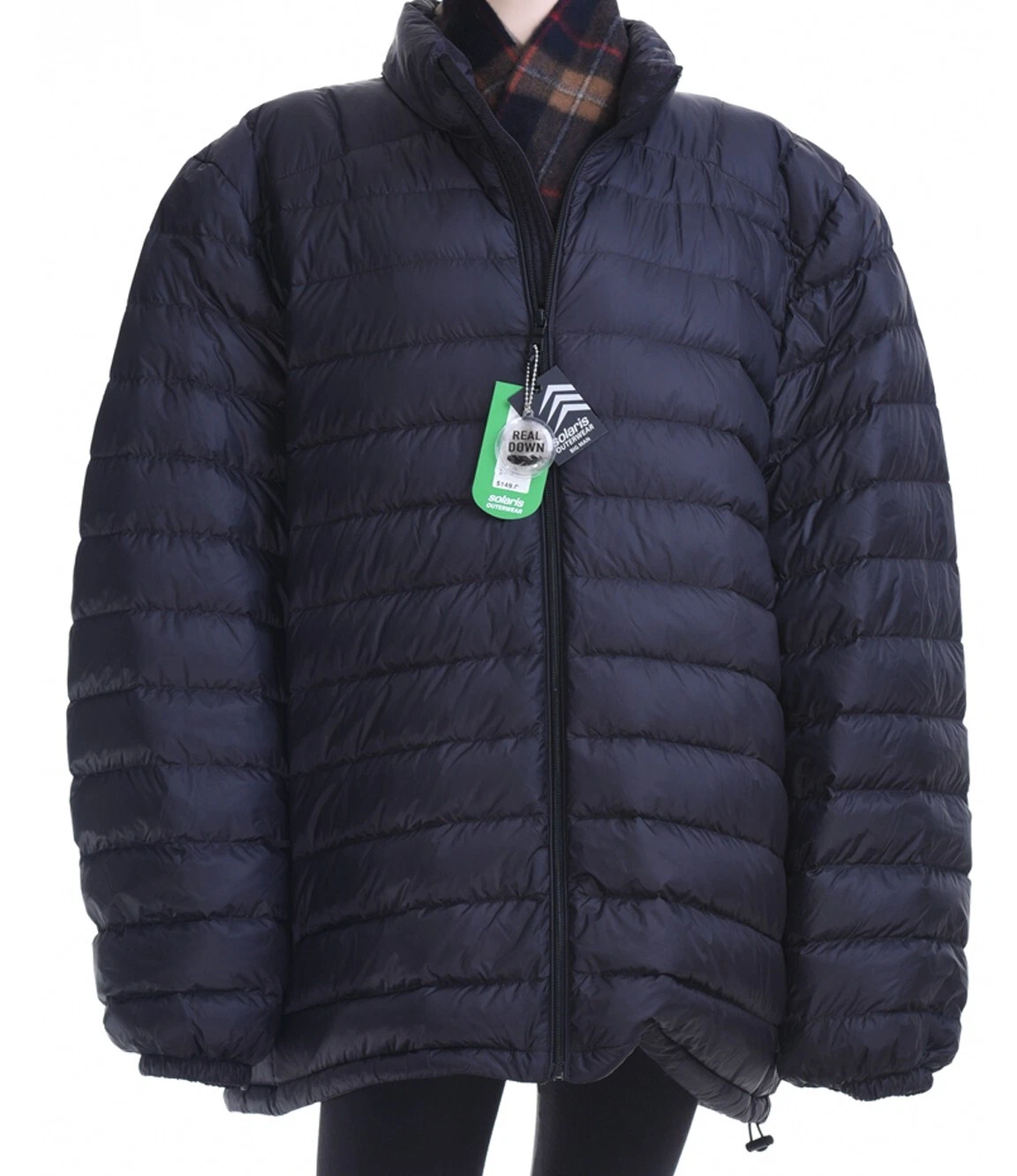 Solaris Men's 2XB Natural Down Puffer Packable Black Jacket