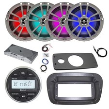JBL Marine Radio, Spa Bezel, Adapter, ANT, Amp w/Kit, 4x 6.5" 225W LED Speakers