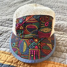 Vintage Patagonia Duckbill Cap Kids Medium 90s Aboriginal Print Hat Youth