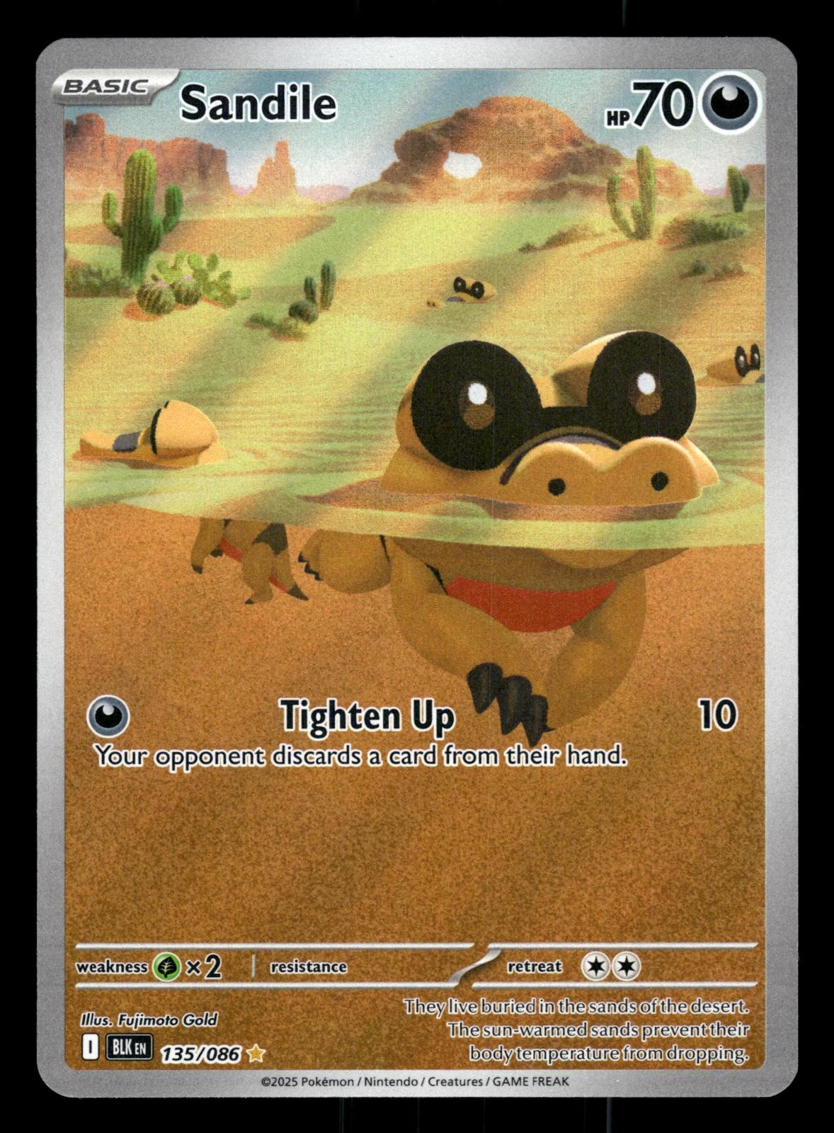 SANDILE 135/086 HOLO ILLUSTRATION RARE BLACK BOLT POKEMON NM