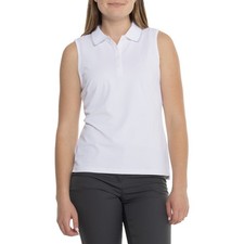 G/FORE WOMENS PLEATED COLLAR PIQUE TECH POLO SHIRT, SNOW WHITE, NWT $110