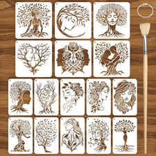 16PCS Large Woman Tree Stencils for Painting on Walls 12 x 12 Inch Giant Wall St