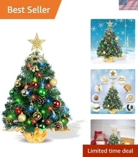 22-Inch Prelit Xmas Tree with Star Topper & DIY Ornament Set - Festive Charm