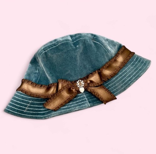 Juicy Couture Y2K Teal Blue Velour Hannah Montana Grail Bucket Hat