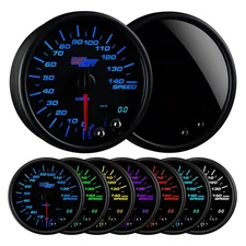 GlowShift Tinted 7 Color 140 MPH Speedometer Gauge-Mounts in Custom Dashboard-Re
