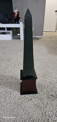 Egyptian Style Obelisk Sculptures Set of 2 Stone Wood Monuments Decor