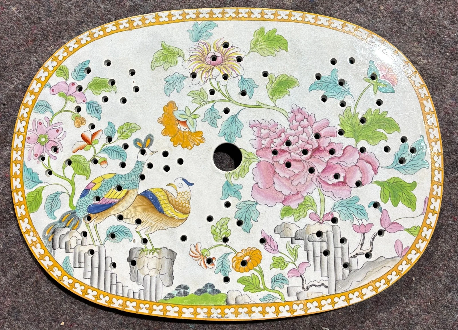 Original 1700s Caughley British Floral Porcelain Mazarine Strainer