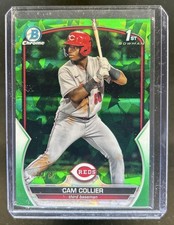2023 Bowman Sapphire Cam Collier Chrome Green Refractor 1st Prospect #/60 Reds