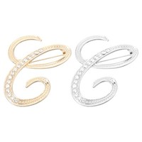 Brief Broschen Pins, 2Stk Initial Letter C Strass Broschen Metall, Gold Silber