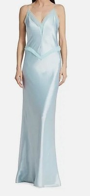 Mach & Mach Women's Blue Lotus Flower Silk Gown Dress Size 12