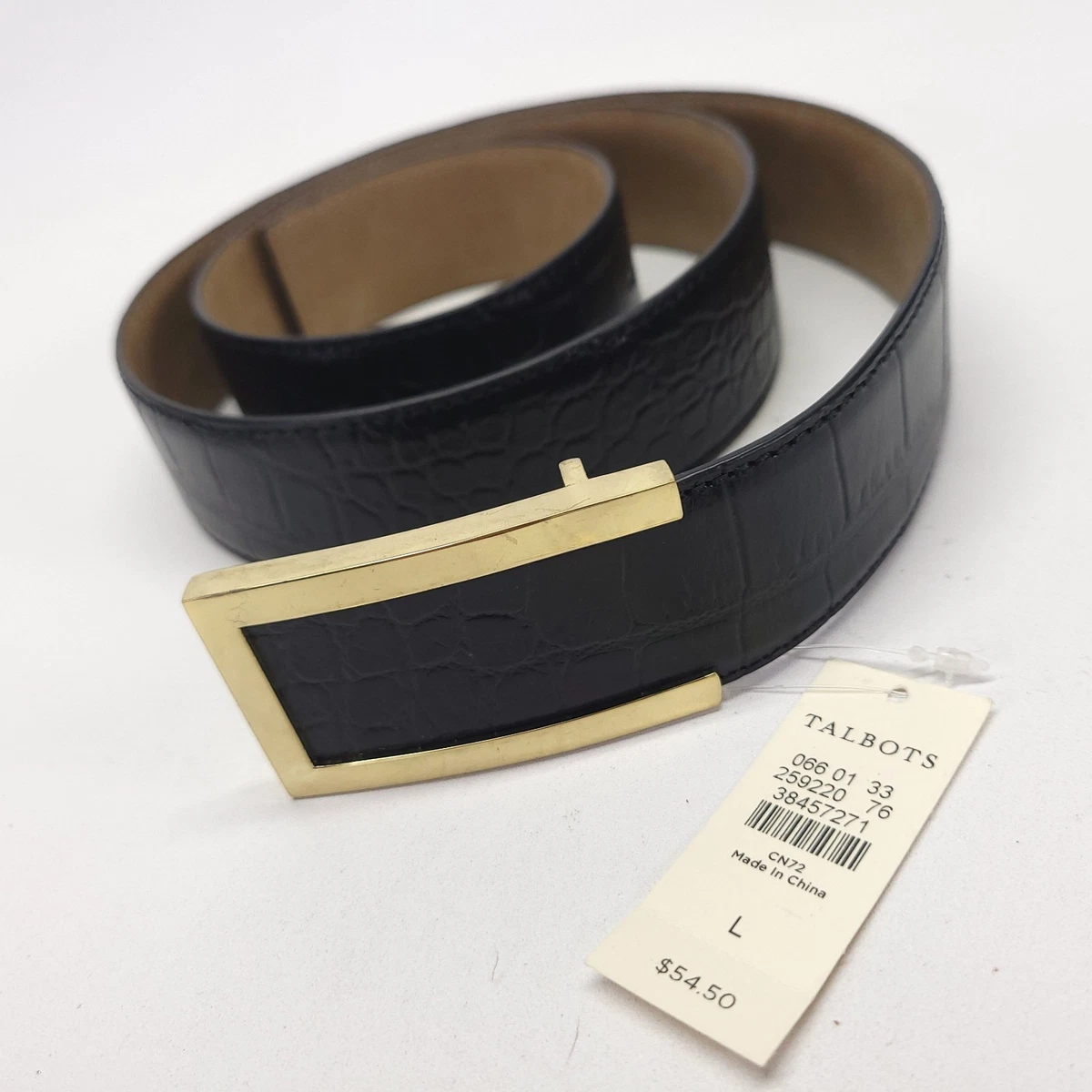 Talbots Squirrel & Acorn Buckle Croc Print Brown Leather Vintage Belt Small Talbots Animal Print Belts for Women for sale | eBay main image 2
