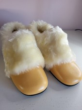 Vintage Daniel Green Slippers Pussy Cat 61652 Mustard Yellow Original Box Sz. 8