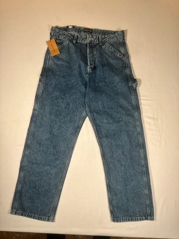 Jack & Jones Alex Baggy Carpenter Jeans Mid Blue Wash W32 L32 BNWT