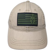 Kryptek U.S. Flag Strapback Baseball Cap Beige One Size Adjustable Vented Holes