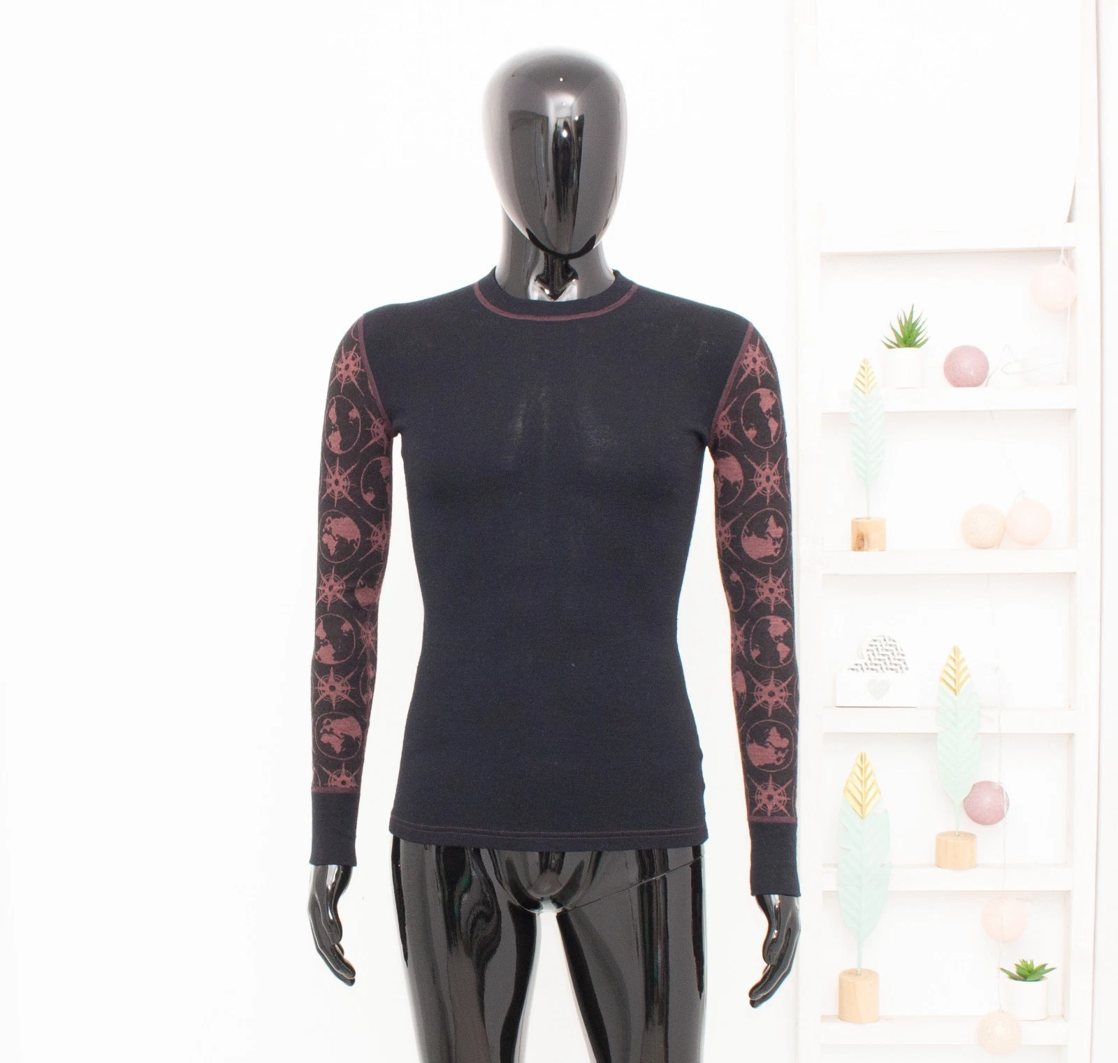 JANUS Merino Base Layer Top Men's Long Sleeve 95% Wool Thermo Black S