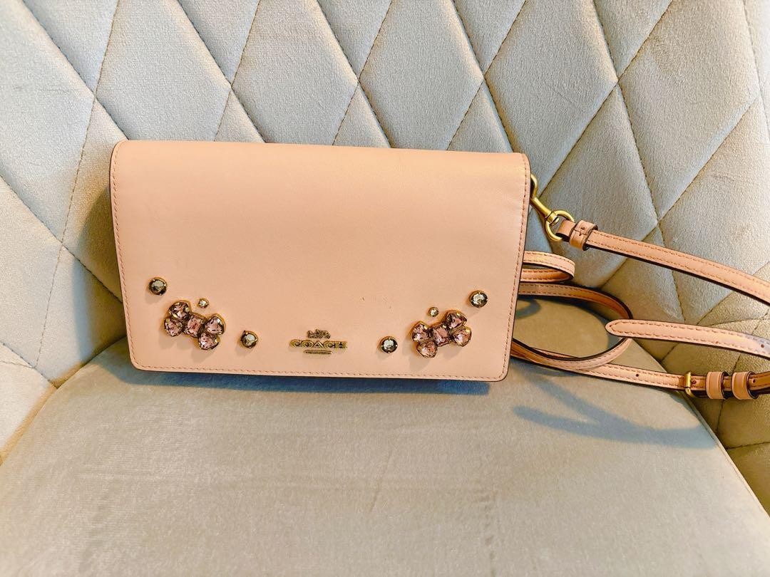 COACH Signature Leather Pochette Crossbody Bag PC5U8F