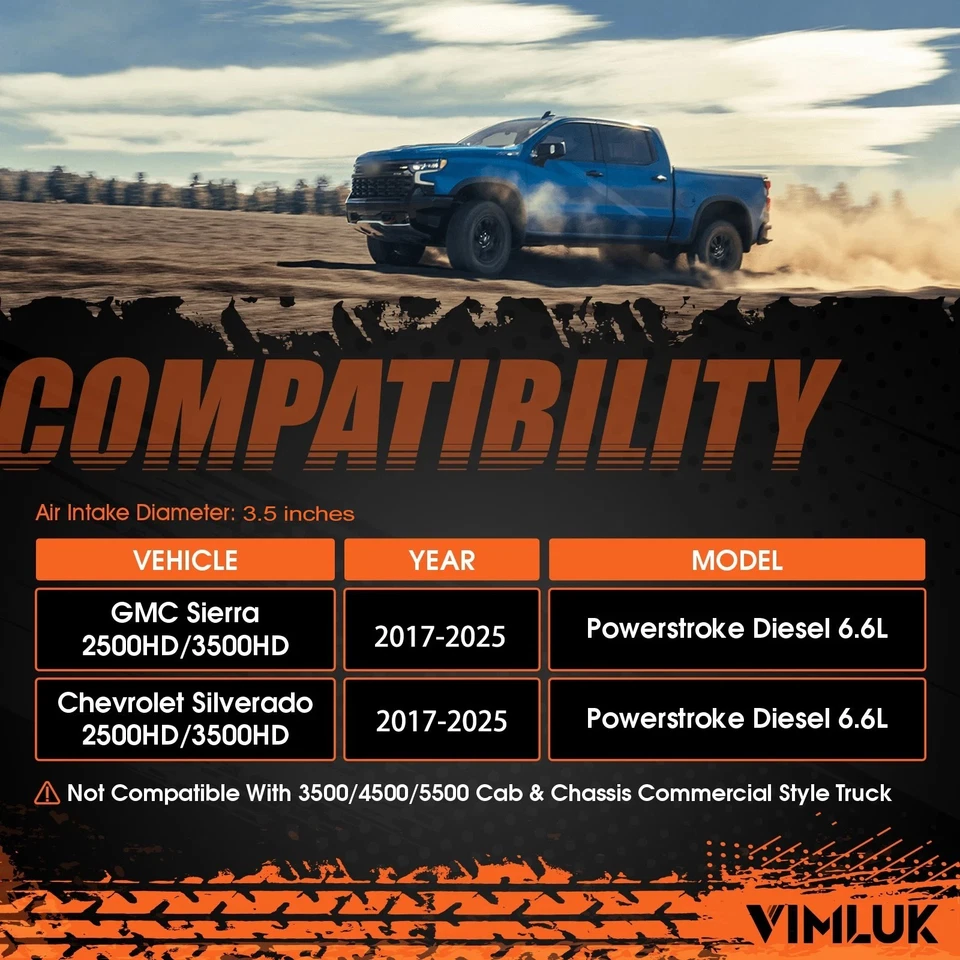 Diesel Turbo Exhaust 3.5" Pipe for 17-25 Chevy Silverado/GMC Sierra 6.6L Duramax Foto 2 de 4